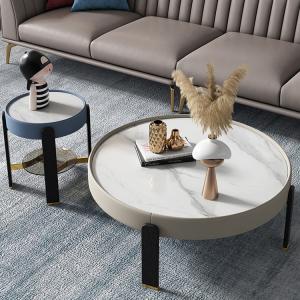 China PU Wood Minimalist Marble Coffee Table Set 45cm For Living Room factory