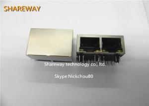 China Tab Down RJ45 Modular Jack , J8064D628ANL Dual RJ45 Jack With Internal Magnetic factory