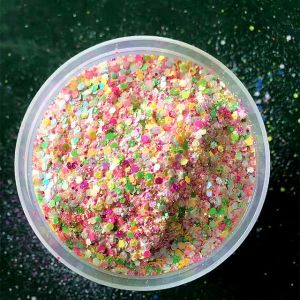 China Chunky Mixed Glitter Hexagon Mixed Chunky Glitter Mixes Eco-friendly Resistant Solvent Polyester Pearl Iridescent factory