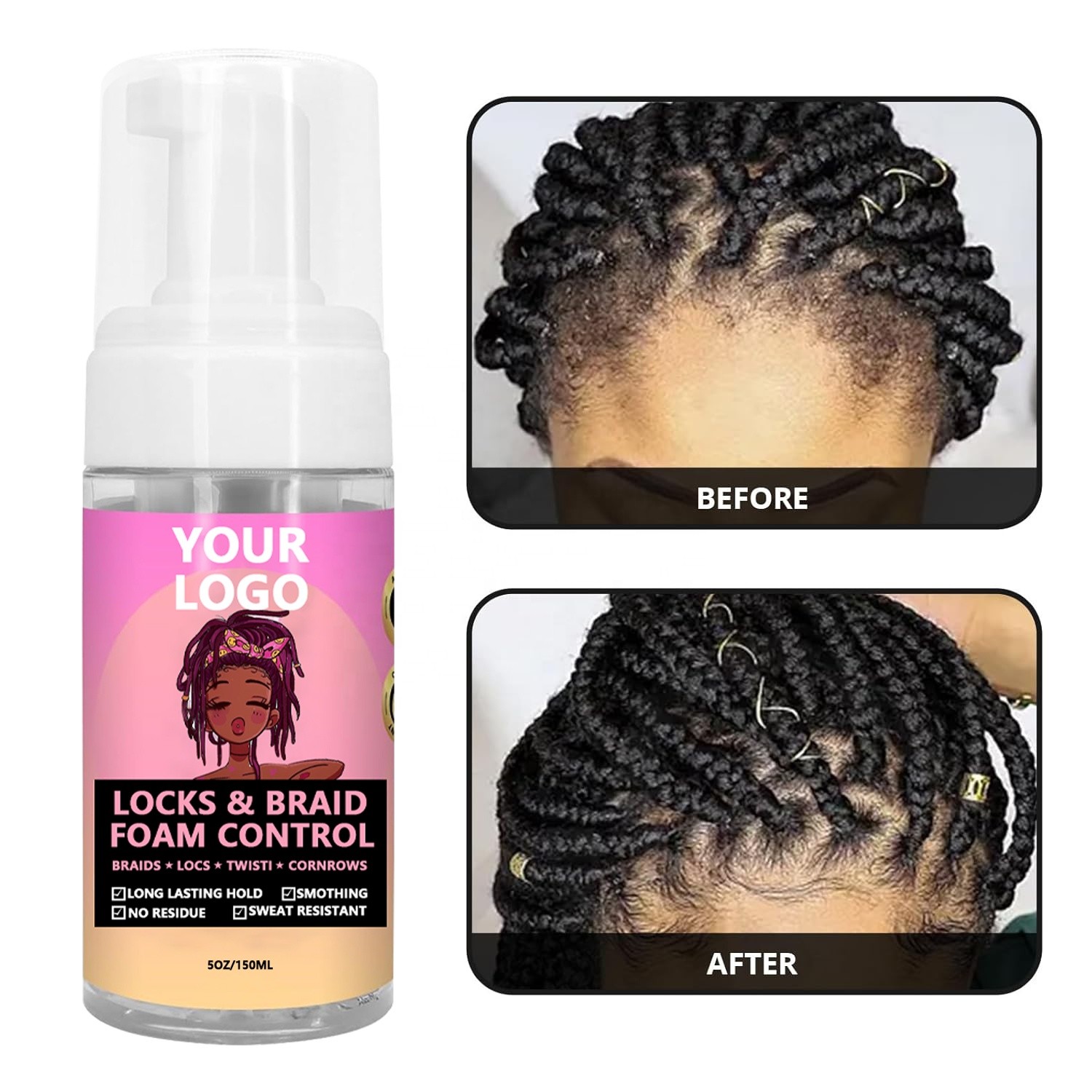 Mousse High Shine No Flaking Gel Extra Hold Braid Foam Rich Foam Add Shiny Braiding Foam Mousse For Braids