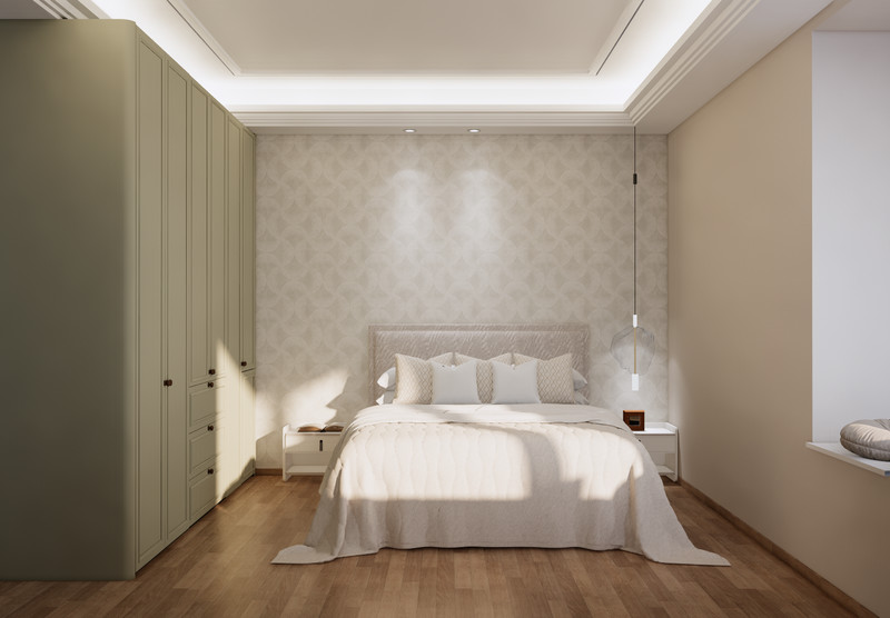 Mung Bean Grey Stainless Steel Bedroom Wardrobe Sleek And Elegant Easy Clean