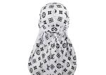 Black And White LV Silk Silky Satin Designer Durag Supplier Wholesale
