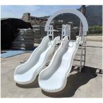Outdoor Double Slide With Arch White Soft Play Equipment Plastic Slide Kids Play