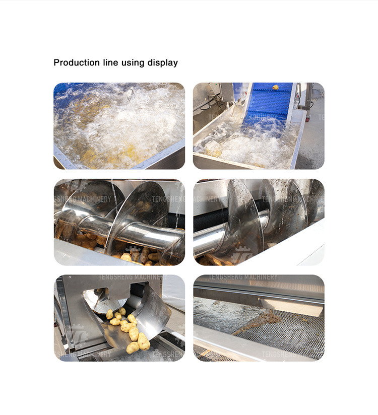 SS Fruit Vegetable Washing Machine Pre - Foaming Lifting Hair Roller Cleaning Production Line