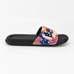 Fabric Upper Beach Slide Sandals , Textured Sole Colorful Slide Sandals