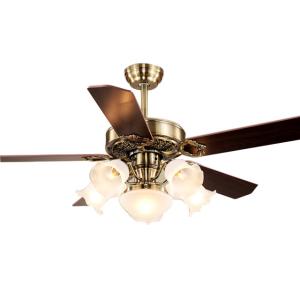 China European Retro Vintage Home Fancy Decorative Dc Motor Silent Led Ceiling Fan With Light Remote Control factory