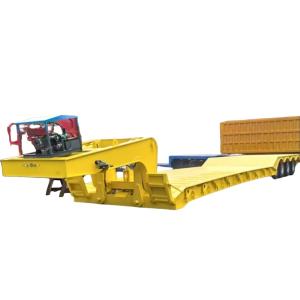 China 3 Axle 80ton Detachable Gooseneck Lowbed Semi Trailer Heavy Duty Lowboy Trailer For Ghana factory