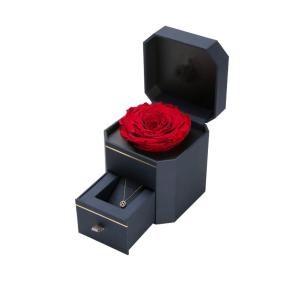 China Necklace Packaging Rose Flower Gift Box with Drawer and Round Rigid Boxes Design factory