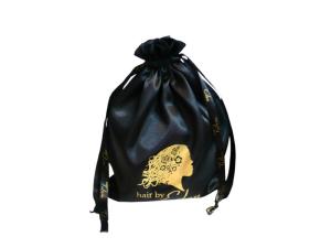 China Eco-friendly Black Fabric Carrier Bags, Ribbon Drawstrings Bag For Gifts 25cm * 30cm factory