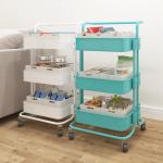 Anti Abrasion Three Tier Storage Trolley , H74cm Bathroom Storage Trolley