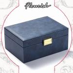 0.5 kg Custom Hot Stamping Logo Navy Color Rigid Cardboard Jewelry Sets