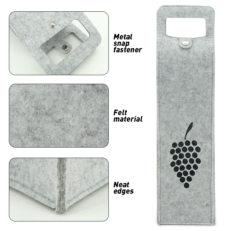 Custom Pattern Felt Wine Tote Bag Non Woven 750ml Wine Bottle Bag For Christmas Festival