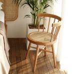 Dining Room Furniture Modern Nordic Style Cover Room Rattan Wood Back Chair with