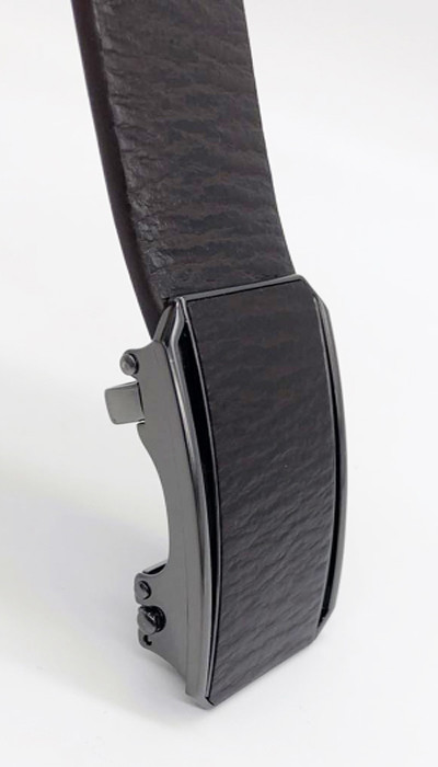 Fashion Automatic Buckle Leather Belt , Gunmetal Buckle Color Auto Lock Belt