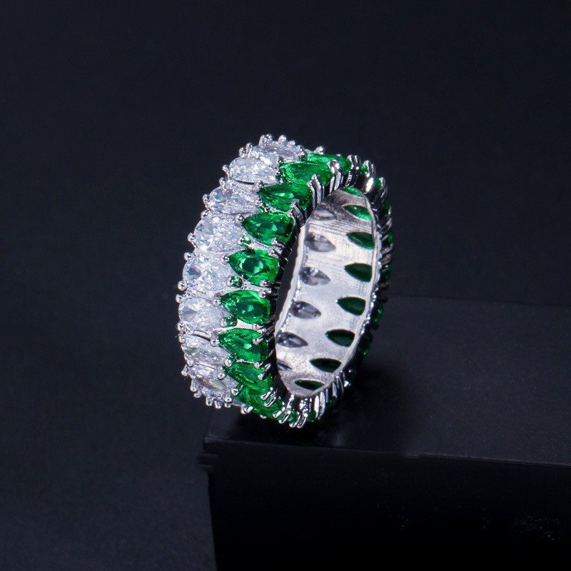 Hot Sale Rainbow CZ Ring For Women Fashion Engagement Wedding Ring Top Quality Charm Ring Jewelry