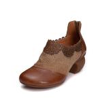 S071 2020 autumn women's shoes single shoes retro handmade hollow carved leather
