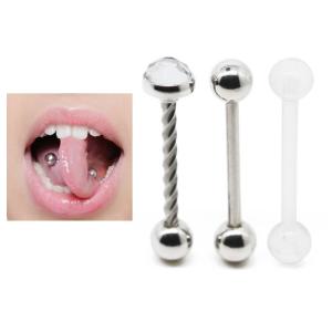 China Acrylic Material Screw Barbell 14G Surgical Steel Tongue Jewelry factory