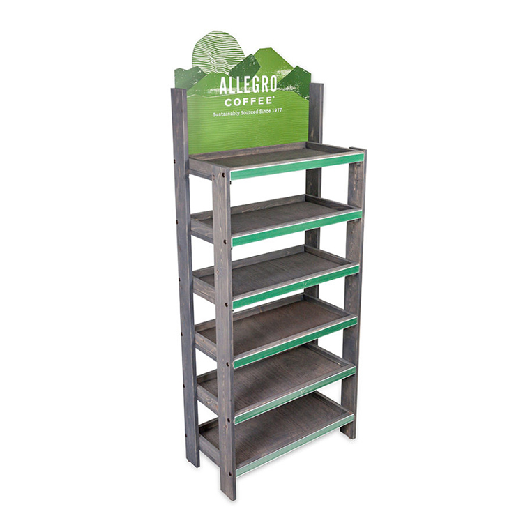 Custom Vitamin Products Display Stand Floorstanding Wooden Display Shelf for Drug Store