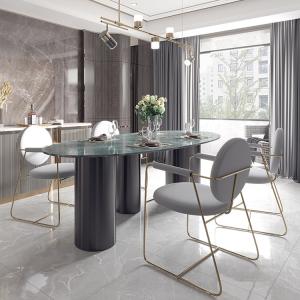 China Minimalist Modern Rock Board Dining Table Meticulous Marble Top Dining Table factory