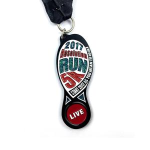 China Specialty Soft Enamel Shining Glitter Medal with Ribbon factory