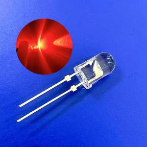 China Traffic Warning Light LED Diode 5mm Round Head 620nm 12000mcd Short Pins With Stopper factory