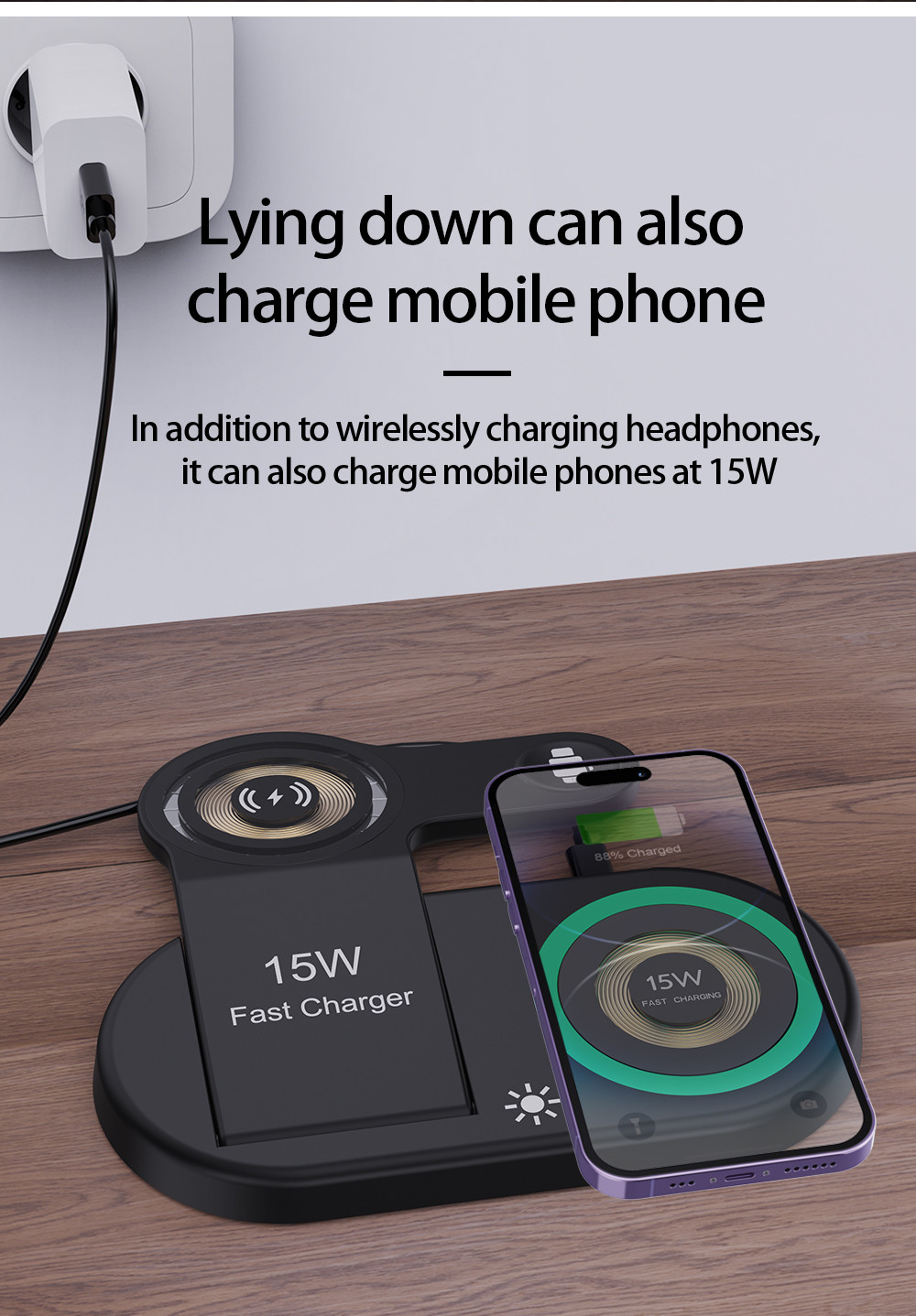 Multifunction 5V/1A Wireless Charger - 3 In 1 QI Wireless Charger