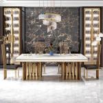 Luxury 8 Seater Marbel Dinning Table With Stainless Steel Base