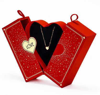 Jewelry Storage Box Luxury Double Heart-Shaped Flower Box Necklace Ring Earrings