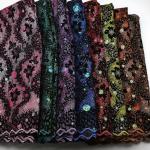 Unique shiny flocking velvet lace with sequins african lace Senegal fabric for