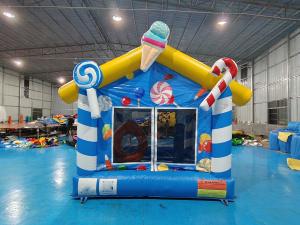 China Commercial Grade Outdoor Indoor Inflatable Bounce House Blue Candy House Inflatable Jumping Castle For Kids factory