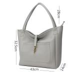 Gray Vegan Leather Tote Bag PU Soft Leather Satchel Handbags