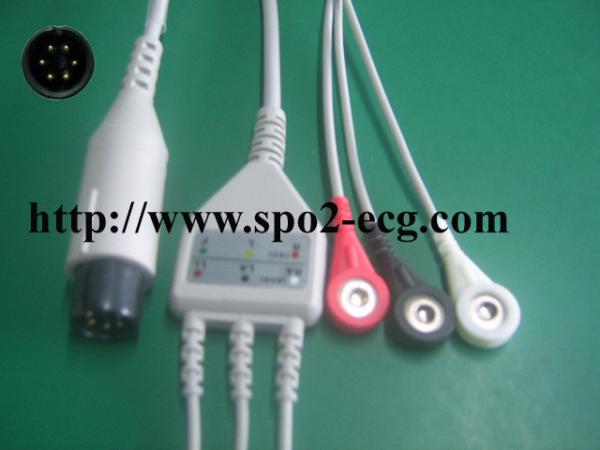 China Welch Allyn TPU ECG Lead Cable Round 6 Pin With 3 / 5 Lead Channel factory