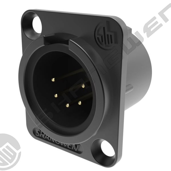 China High Quality Mini 5-Pin XLR Male Audio Connector IP40 Zinc Alloy Shell in Gold Indoor Microphone Audio Cable Plug in Black factory