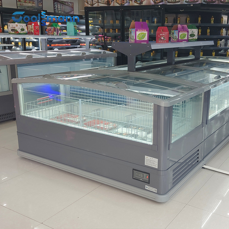 300L Auto Defrost Island Freezer , Energy Saving Sliding Door Freezer