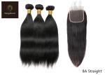 10inch 8A Straight Hair Bundles With Closure