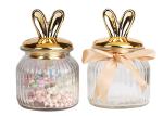 Nordic Ceramic Plated Empty Glass Jars Christmas Decoration Box Round Shape