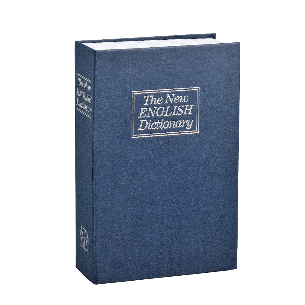 Secret Dictionary Book Safe Jewellery Money Cash Box with Key Lock(Blue)