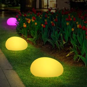China Outdoor Garden Stone Solar Lawn Light Ground Plug Colourful LED Solar Lights factory