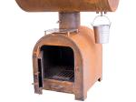 Outdoor Corten Steel BBQ Fire Grill Charcoal Smoker With Circle Plancha Grill