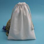 White 100 % Cotton Travel Jewelry Bag , 10 X 15cm High Fabric Drawstring Gift