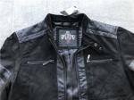 Black Color Polyester Suede Pleather Biker Jacket Lightweight For Mens TW58569