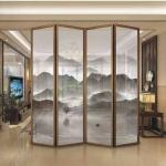 Landscape Painting Wire Glass Partition Screens 3mm Tempered Glass Partition