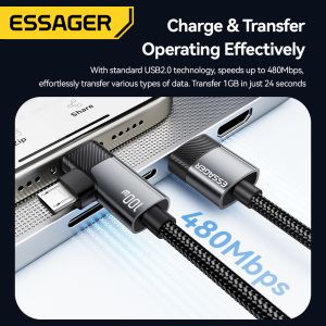 ESSAGER ES-X59 4 in 1 Cable with 100W Fast Charging 7A High Current and USB 2.0