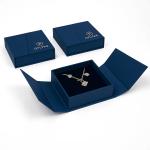 Navy Blue Jewelry Box Magnetic Double Door Luxury Gift Box For Wedding Rings