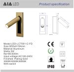 Recessed mounted any finish reading wall light 3W led wall lamp led reading