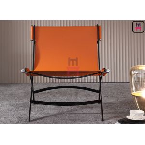 Bowed Tanned Leather Unfoldable 0.5cbm Single Sofa Chair