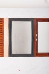 Grey Single Sided Aluminium Glass Window Powder Coating For Residential