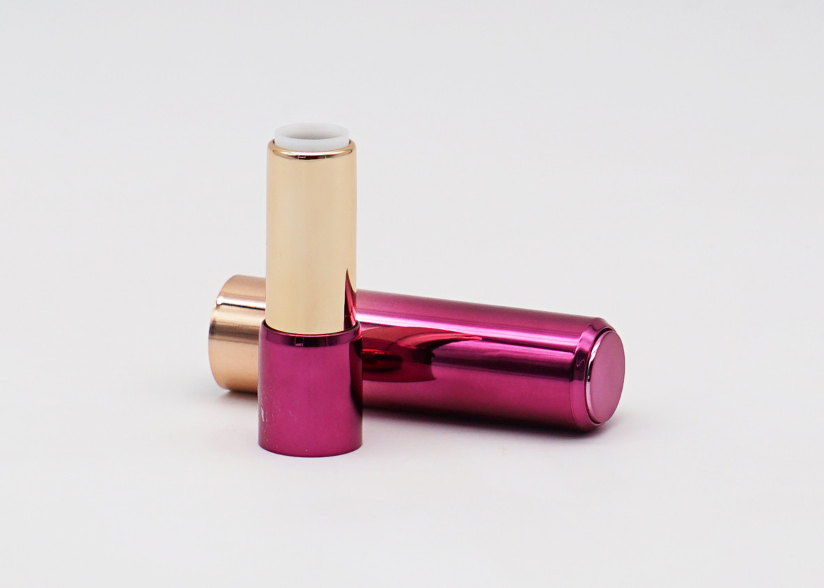 Gradient Rose Red Plastic Snap On 3.5g Refillable Lip Balm Tube