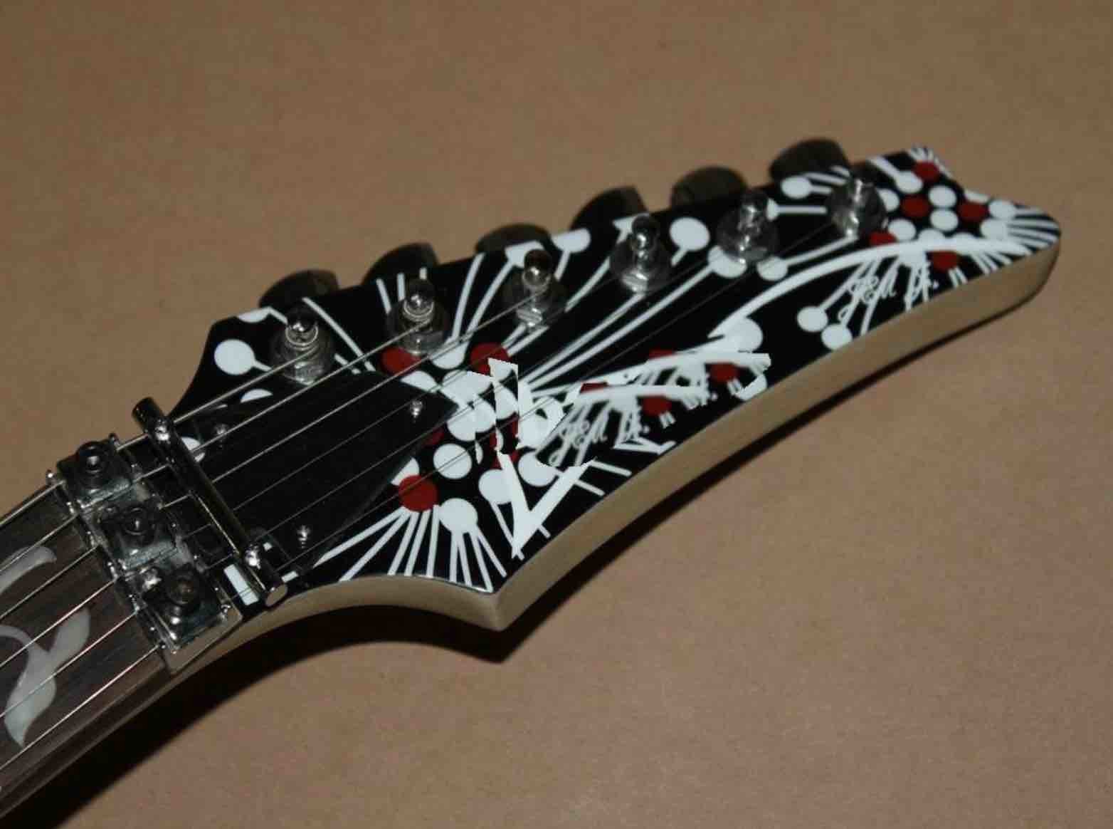 Custom Guitar Jemseries Model Electric Guitar With 3 Pickups Abalone Flower Inlay In Multicolor Black