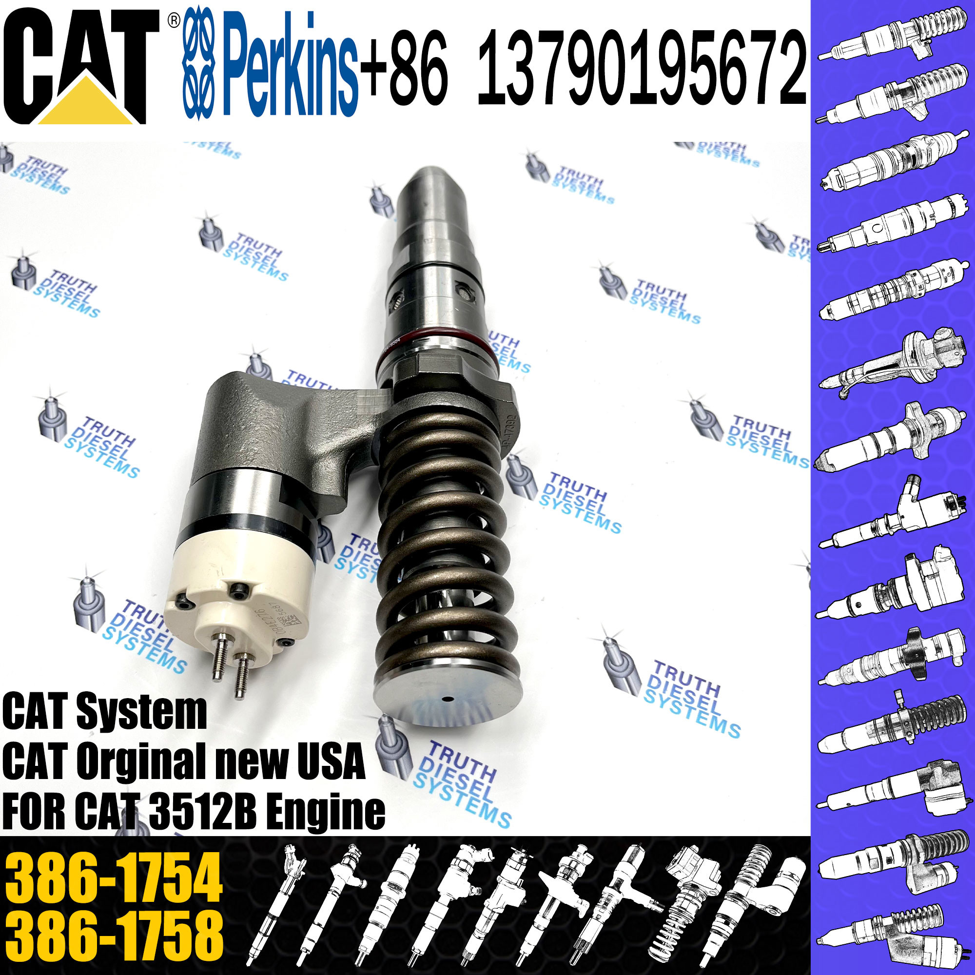 Diesel Fuel Injector 250-1302 389-1969 10R-1303 386-1754 10R-3255 386-1758 392-0208 386-1760 For 3512B Excavator